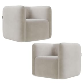 Poltrona Para Sala De Estar Decorativa Kit Com 2 Maggie K04 Veludo Bege - Mpozenato