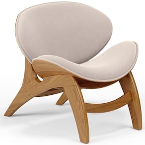 Poltrona Decorativa Orgânica Sala Living Kadosh L02 Suede Bege