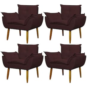 Kit 4 Poltronas Decorativa Sala E Quarto Opala Suede Herrero Cor:marsala