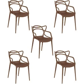 Kit 5 Cadeiras Allegra Empilhável Com Inmetro Magazine Decor - Marrom