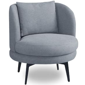 Poltrona Giratória Orgânica Sala De Estar Living Dora T03 Linho Cinza - Lyam Decor