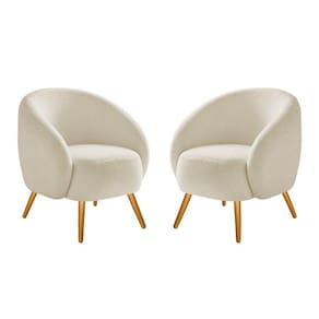 Kit 02 Poltronas Decorativas Sala De Estar Recepção Beatrice Bouclé - Adj Decor Cor Cinza
