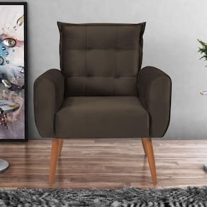 Poltrona Decorativa Para Sala Arcos Veludo Marrom