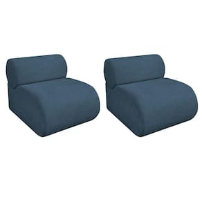Kit 2 Poltronas Decorativas Orgânica Recepção Sala Virgínia Linho Adj Decor Azul Royal