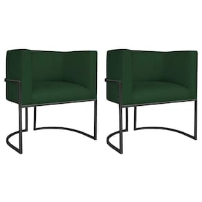 Kit 02 Poltronas Decorativas Luna Base De Ferro Preto Suede Verde
