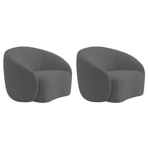 Kit 02 Poltronas Orgânica Luxo Recepção Amore Linho Cinza