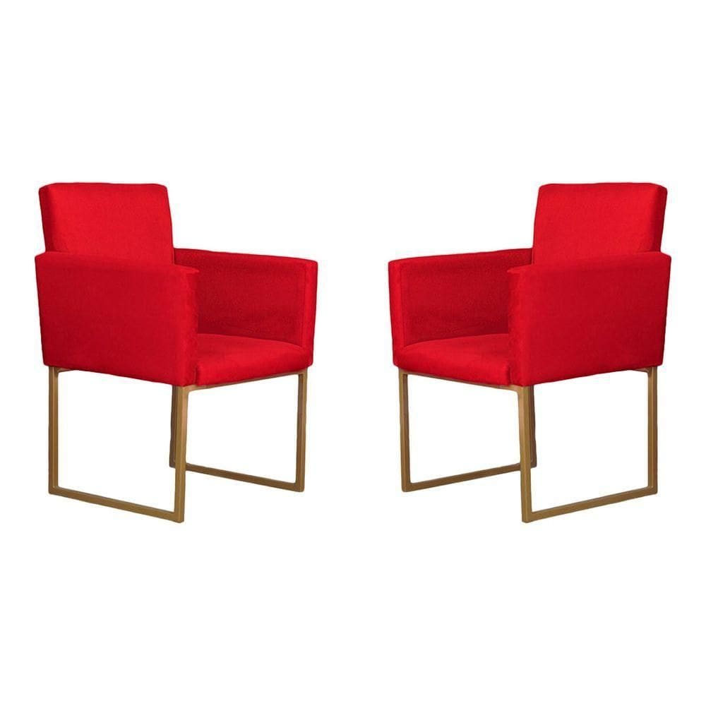 Conjunto 02 Poltronas Para Recepção E Sala Klara Suede Vermelho