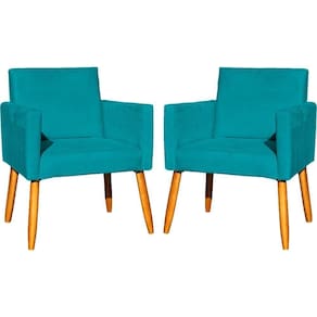 Kit 2 Poltronas Decorativa Para Sala Nina Suede Cores Pé Palito 30cm Castanho - Suede