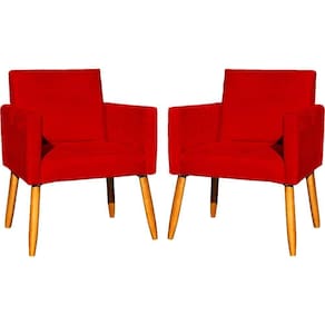 Kit 2 Poltronas Decorativa Para Sala Nina Suede Cores Pé Palito 30cm Castanho - Suede
