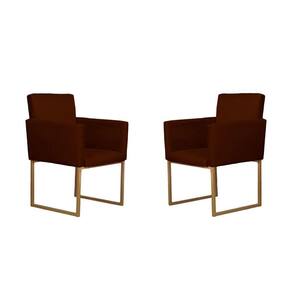 Kit 02 Poltronas Decorativas Klara Base Dourada Em Suede Bordô