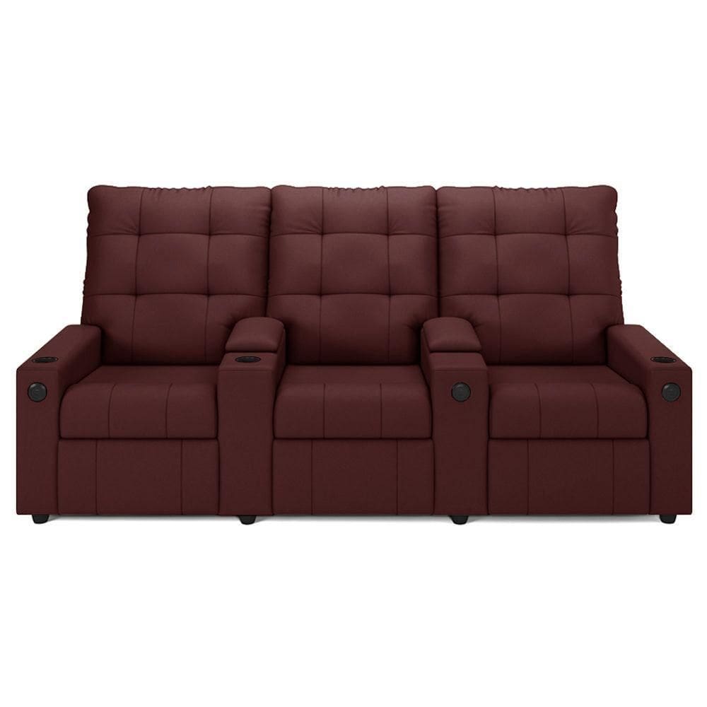 Poltrona Do Papai Reclinável Mallie 3 Lugares Baú Usb Fh9 Veludo Vinho - Mpozenato