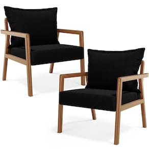 Kit 02 Poltronas Decorativa Para Sala De Estar Alícia B04 Bouclê Preto