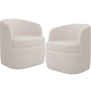 Kit 02 Poltronas Decorativa Giratória Para Sala De Estar Siena K01 Bouclê Creme - Lyam Decor