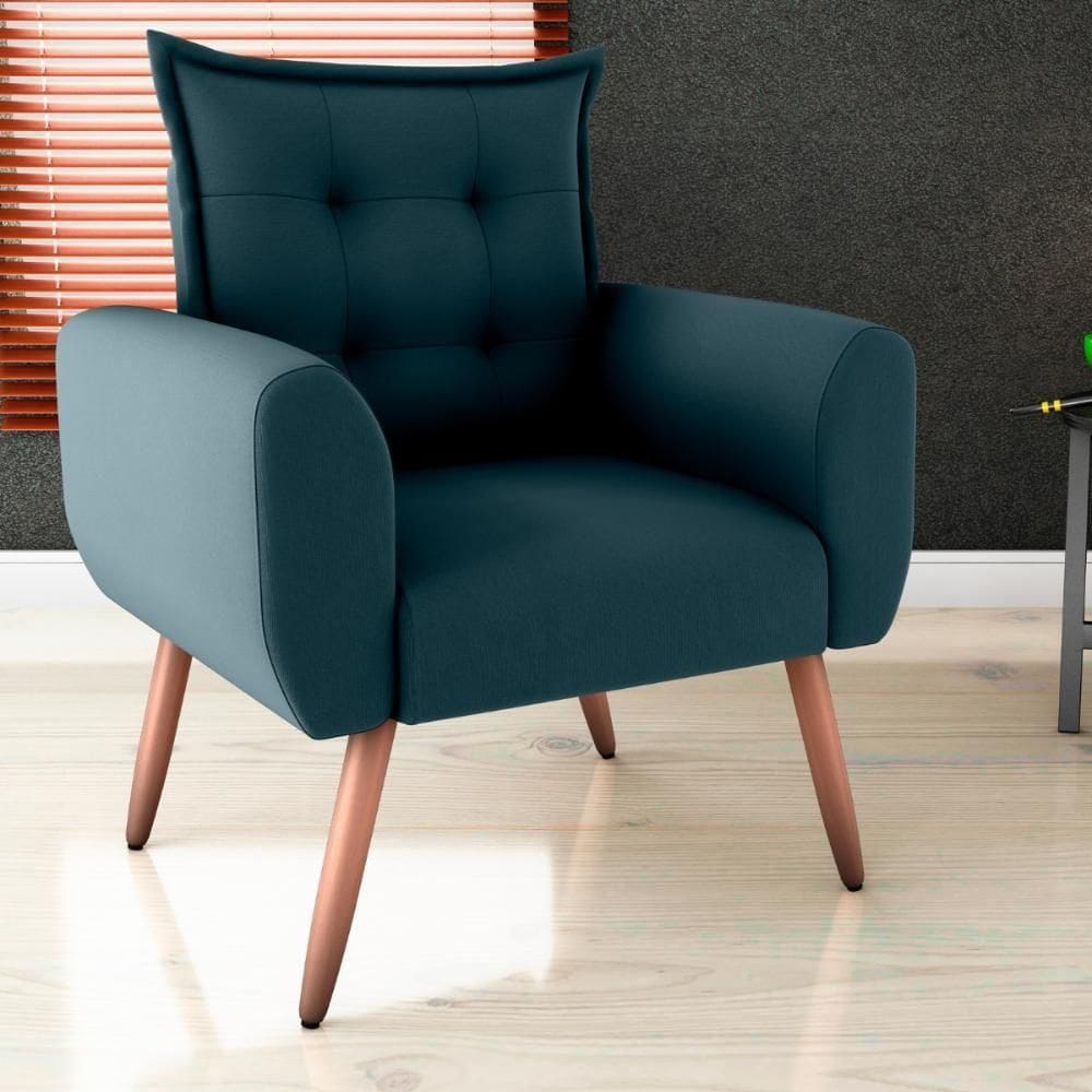 Poltrona Decorativa Vera Suede Petróleo