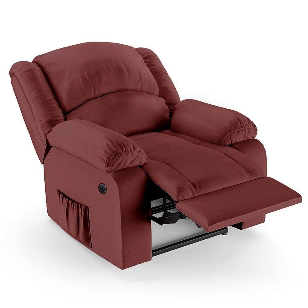 Poltrona Do Papai Reclinável Pietra Power Elétrica Usb Fh9 Pu Vermelho - Mpozenato