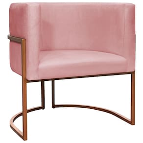 Poltrona Decorativa Recepção Luna Suede Cores Base De Ferro Bronze - Rosê, Suede