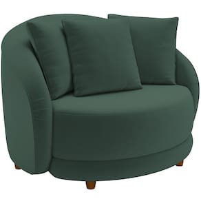 Poltrona Decorativa Base Fixa Pés Madeira Witta M03 Veludo Verde - Lyam Decor