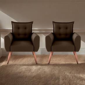 Conjunto De Poltronas Decorativas Atlas Suede Marrom