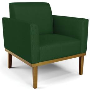 Poltrona Decorativa Base Madeira Castanho Maressa Veludo Luxo Verde