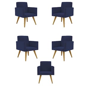 Kit 05 Cadeiras Poltronas Decorativa - Escritório - Recepção Cor:azul Marinho