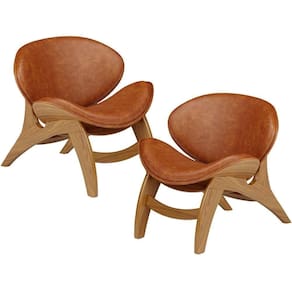 Kit 2 Poltronas Decorativa Orgânica Sala Living Kadosh L02 Couríssimo Camel