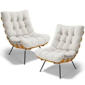 Kit 2 Poltronas Decorativas Costela L02 Bouclê Cru