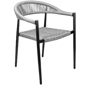 Cadeira Decorativa Para área Gourmet Base Preto Corda Náutica Nevada R01 Chumbo - Lyam Decor