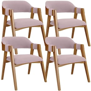 Kit 04 Cadeiras Para Sala De Jantar E Estar Living Estofada Suran L02 Suede Rosê - Lyam