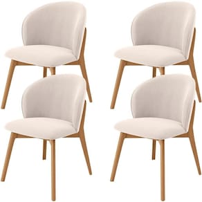 Kit 04 Cadeiras De Jantar E Estar Living Estofada Mia L02 Suede Bege