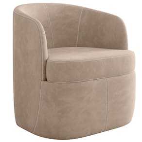 Poltrona Decorativa Giratória Para Sala De Estar Siena K01 Veludo Bege