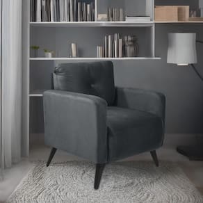Poltrona Decorativa Sala Escritorio Bahamas Veludo - Chumbo Chumbo