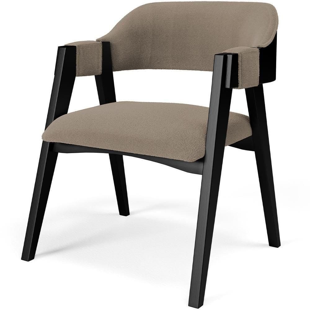 Cadeira Para Sala De Jantar Estar Living Estofada Suran L02 Preto Bouclê Bege - Lyam Decor