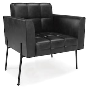 Poltrona Para Sala Pés Metálicos Preto Ana Sintético Pu Preto - Ibiza