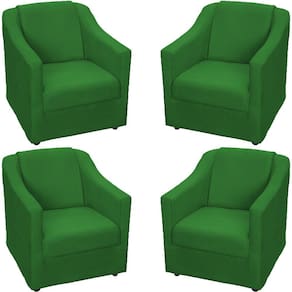 Kit 4 Poltronas Mila Pé De Plástico Cromado - Verde Suede