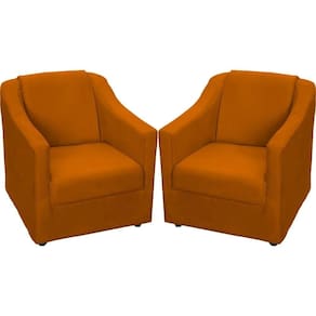 Kit 2 Poltronas Mila Pé De Plástico Cromado - Terracota Suede