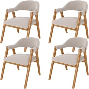 Kit 04 Cadeiras De Jantar E Estar Living Estofada Nadja L02 Bouclê Bege