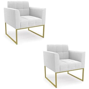 Poltrona Sala Base Industrial Dourado Kit 2 Ana Bouclé Off - Ibiza