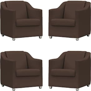 Kit 4 Poltronas Mila Corino Cores Pé De Plástico Cromado - Marrom Corino