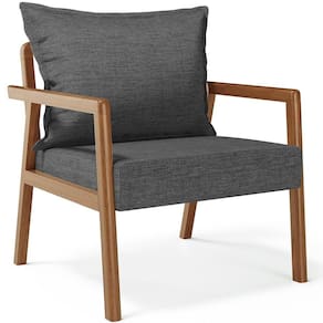 Poltrona Decorativa Para Sala De Estar E Living Alícia B04 Linho Cinza Escuro