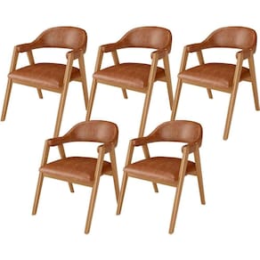 Kit 05 Cadeiras De Jantar E Estar Living Estofada Nadja L02 Couríssimo Camel