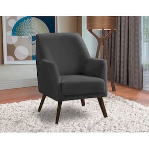 Poltrona Decorativa Sala De Jantar Magali Lisa Veludo Cinza Grafite Lansofbr