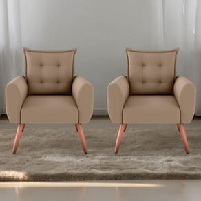Conjunto De Poltronas Decorativas Atlas Suede Bege