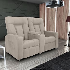 Poltrona Reclinável 2 Lugares Kassel Veludo Light Bege
