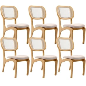 Kit 6 Cadeiras Para Sala De Jantar Estofada E Tela Mariah L02 Seude Bege
