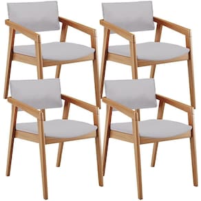 Kit 04 Cadeiras Para Sala De Jantar Estar Living Giorgia B04 Linho Cinza