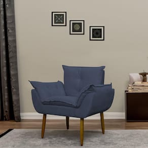 Poltrona Decorativa Para Sala E Quarto Opala Suede Herrero Cor:azul Marinho