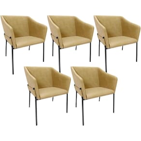 Kit 5 Cadeiras Para Sala De Jantar Estar Living Olívia L02 Couríssimo Fendi - Lyam Decor