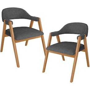 Kit 02 Cadeiras De Jantar E Estar Living Estofada Nadja L02 Linho Cinza Escuro