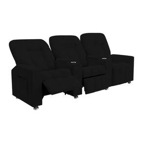Poltrona Reclinável 3 Lugares Para Sala De Cinema Romeo F05 Veludo Preto