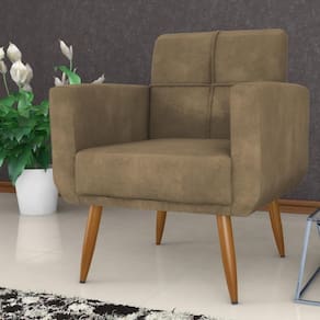 Poltrona Decorativa Para Sala Lages Veludo Turkey Cappuccino